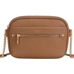 Elegant Crossbody Bag in Tan with Gold Chain